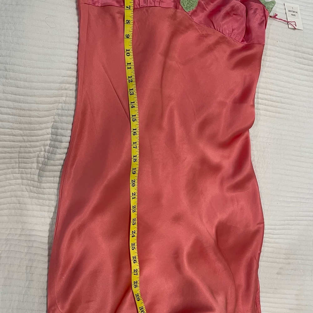 Pink Satin Slip with Pale Green Lace Trim - Women's Intimates ( Large) - Picture 8 of 11